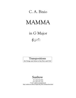 Book cover for C. A. Bixio: MAMMA (transposed to G Major)