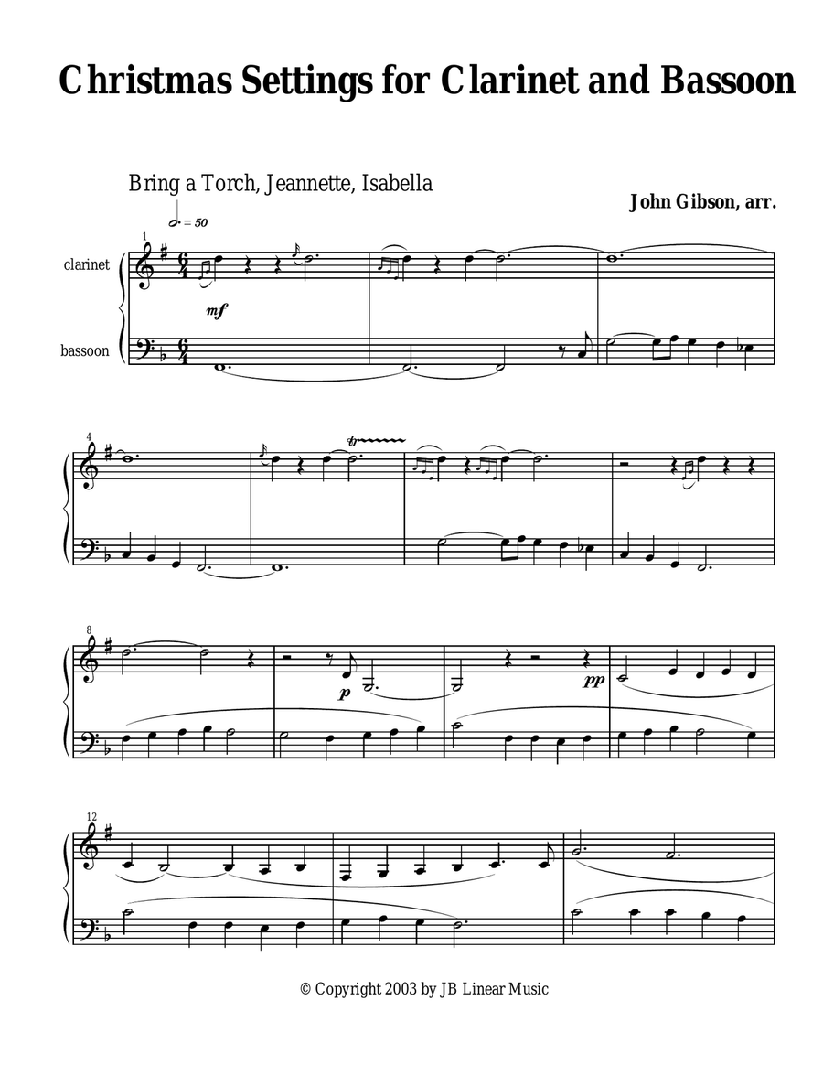 Christmas Settings for Clarinet and Bassoon Duet Woodwind Duet scores gallery preview page 2