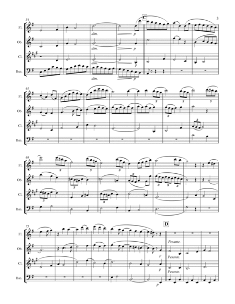 Holst - First Suite for Military Band in Eb (for Woodwind Quartet) Woodwind Quartet scores gallery preview page 4