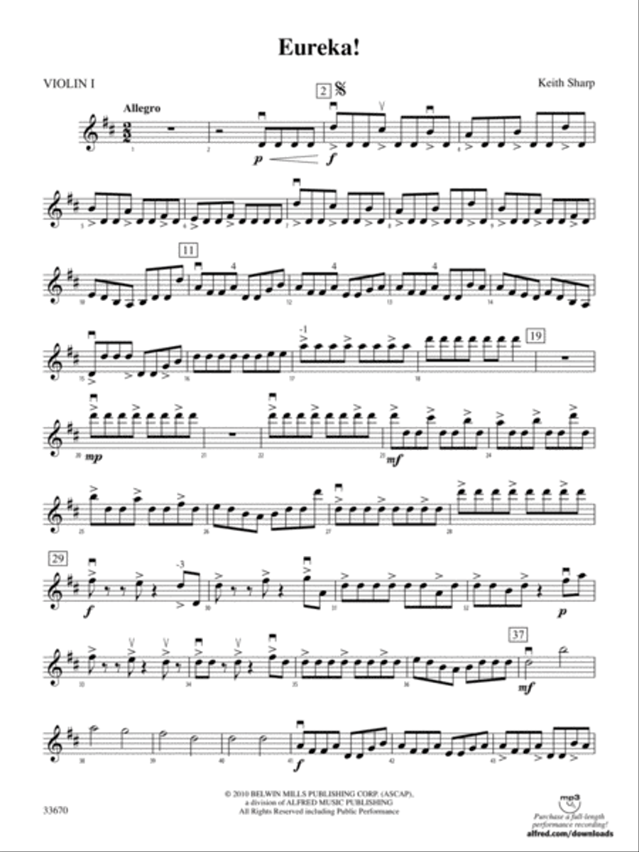 Eureka!: 1st Violin Eureka!: 1st Violin String Orchestra scores gallery preview page 1