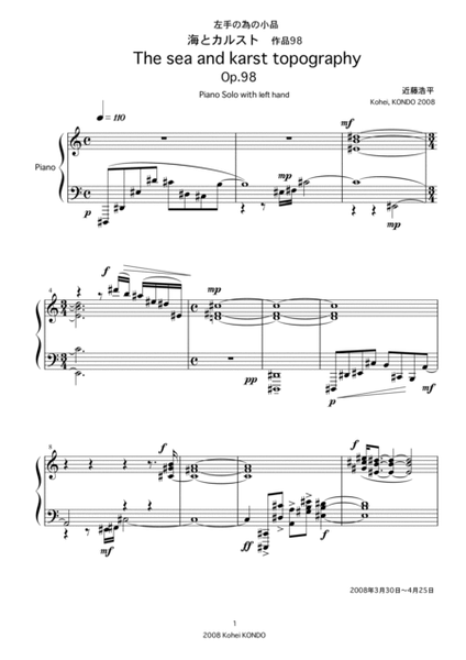 The sea and karst topography op.98 for piano with left hand only. image number null