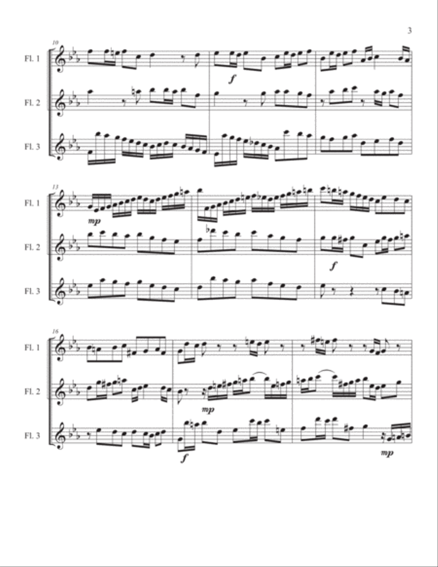 Bach Fugue in C Minor for 3 Part Flute Choir Woodwind Trio scores gallery preview page 3
