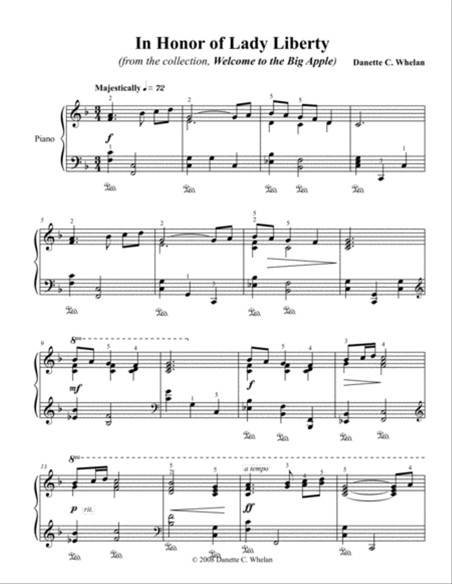 In Honor of Lady Liberty Piano Solo scores gallery preview page 1