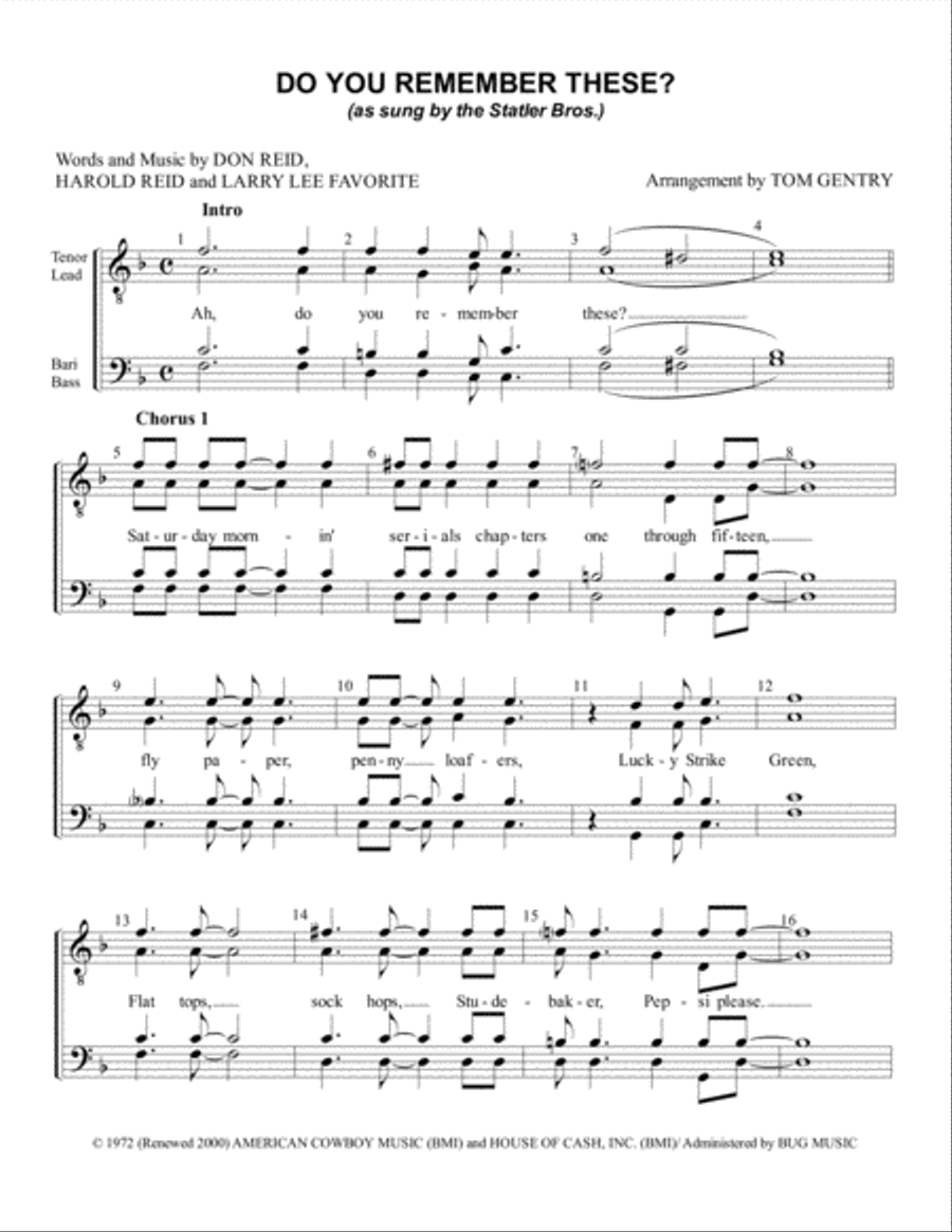 Do You Remember These TTBB scores gallery preview page 1