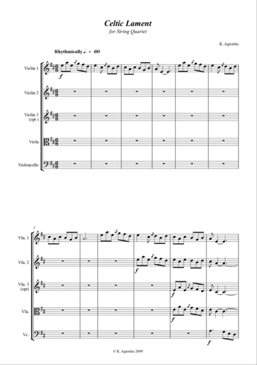Celtic Lament - for String Quartet String Quartet scores gallery preview page 4