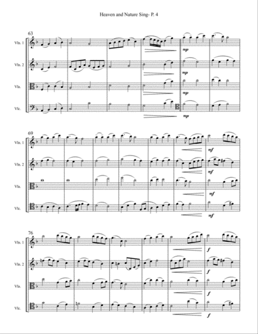 Heaven and Nature Sing Heaven and Nature Sing String Quartet scores gallery preview page 4