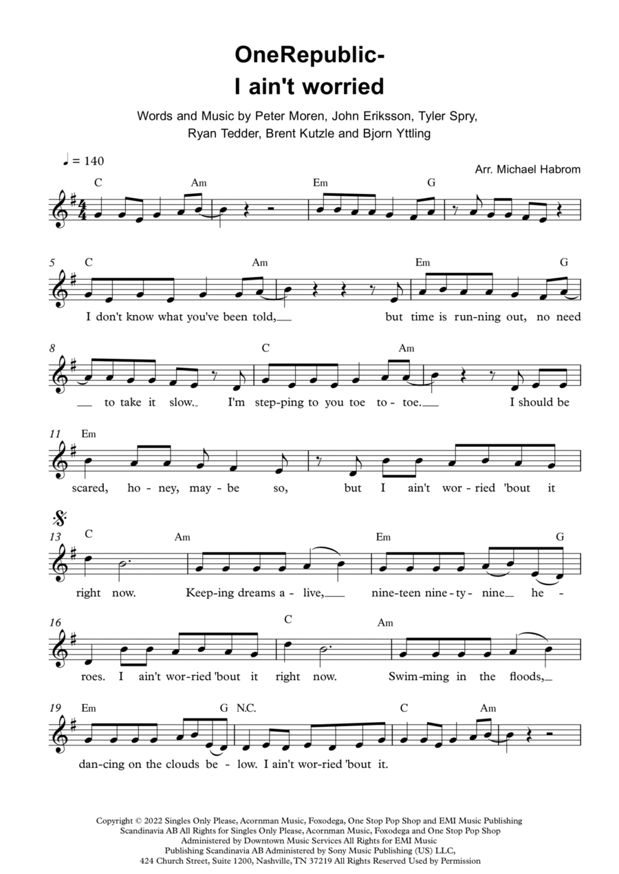 I Ain't Worried I Ain't Worried Soprano Recorder scores gallery preview page 1