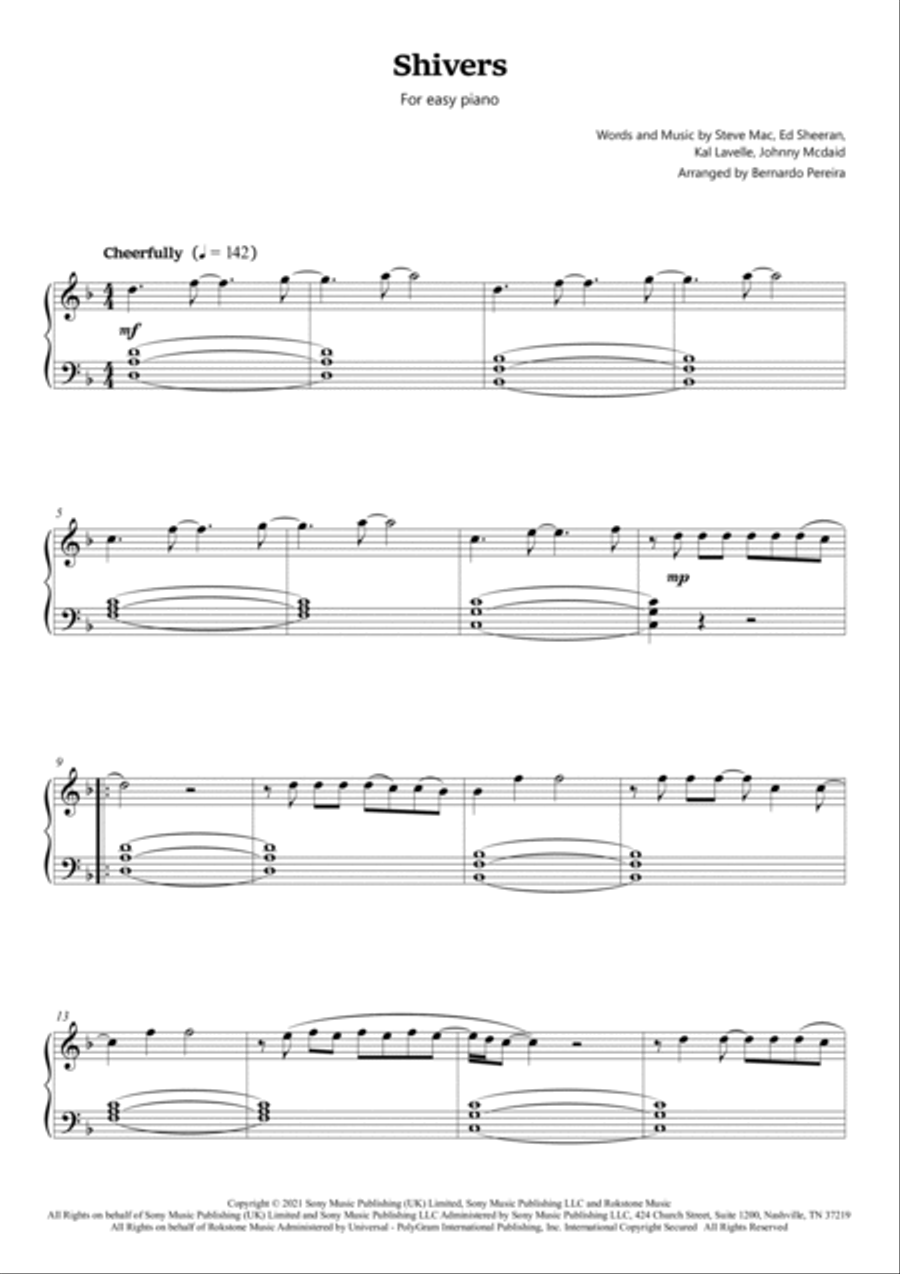 Shivers Easy Piano scores gallery preview page 2