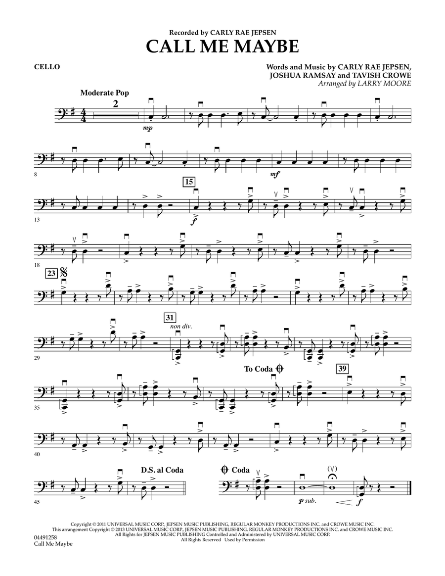 Call Me Maybe - Cello Orchestra scores gallery preview page 1