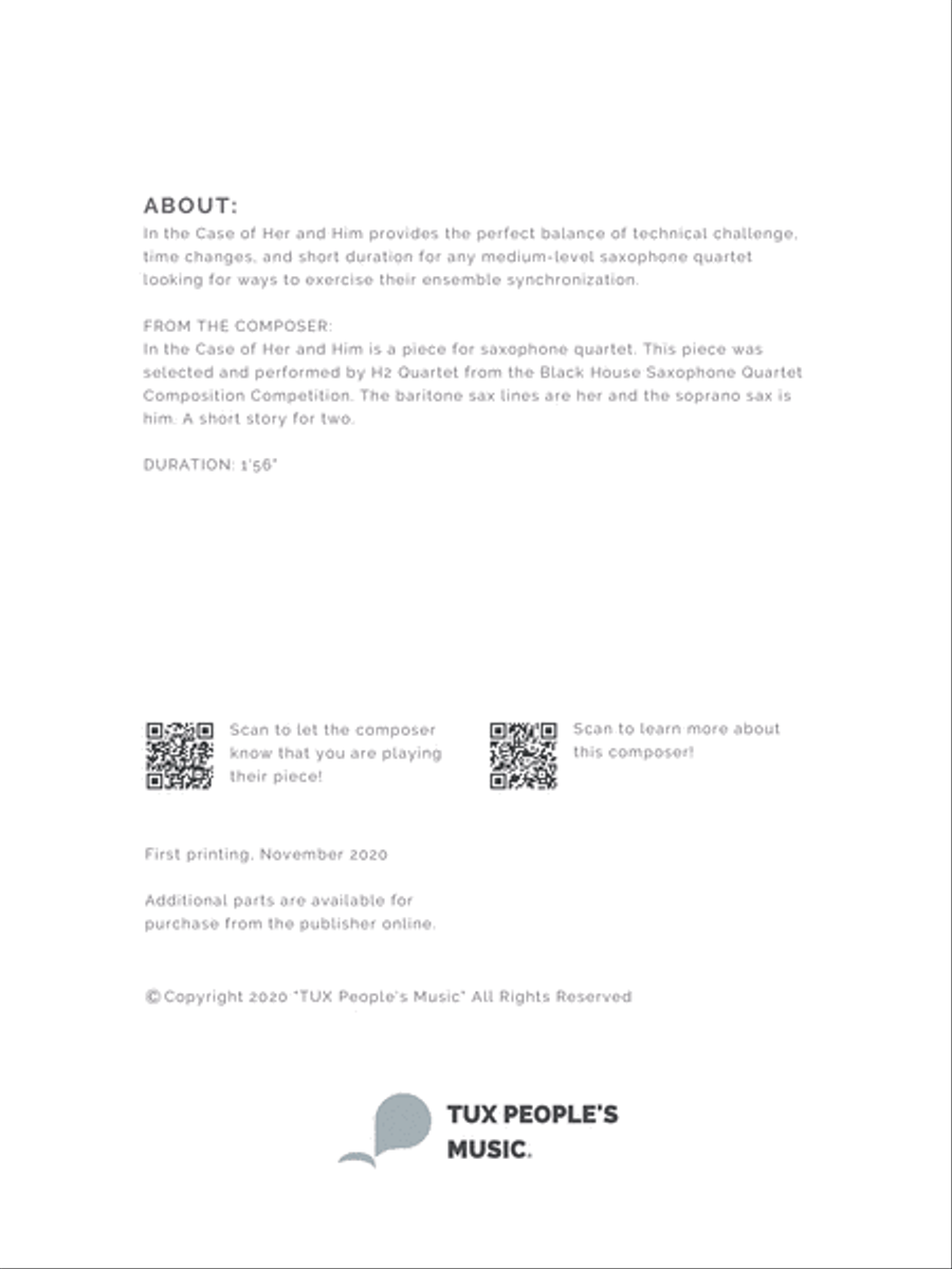 In the Case of Her and Him Saxophone Quartet scores gallery preview page 3