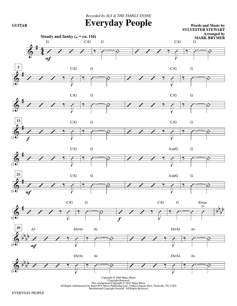 Everyday People - Guitar Everyday People - Guitar Choir scores gallery preview page 1