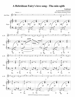 Hebridean fairy's love song (Tha Mi sgith) arranged for alto flute and piano