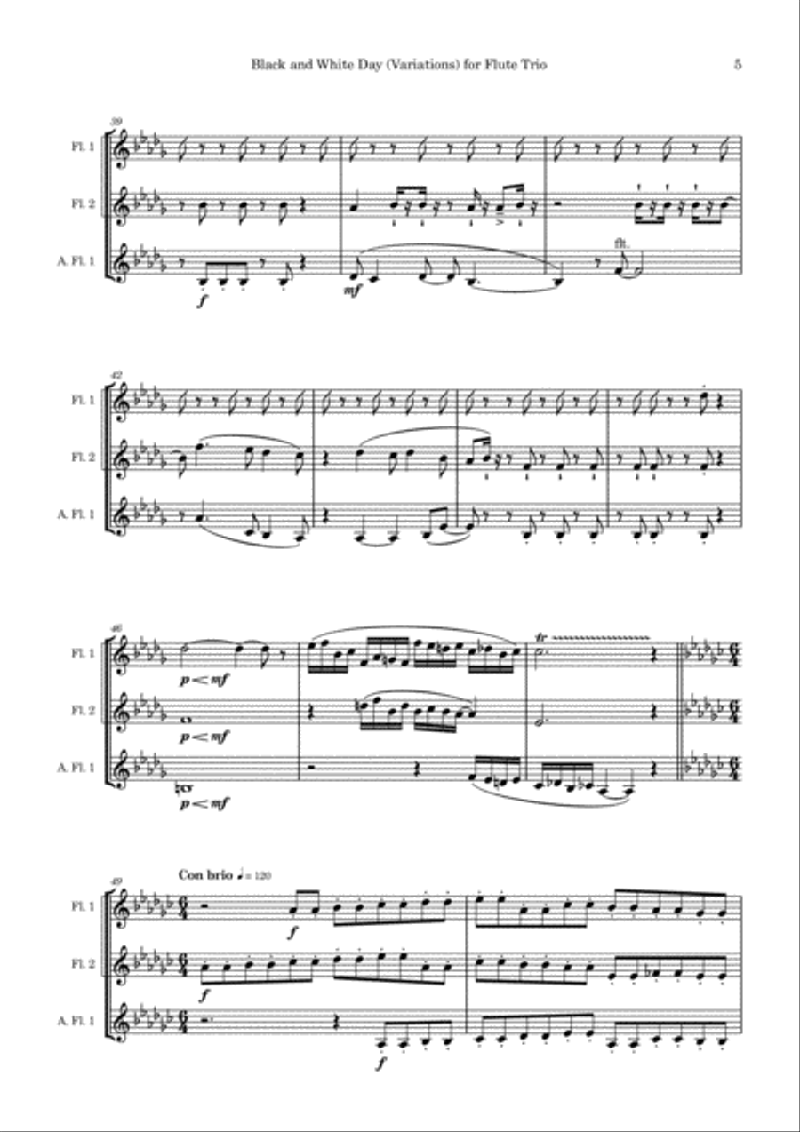 Black and White Variations for Flute Trio Flute Trio scores gallery preview page 5