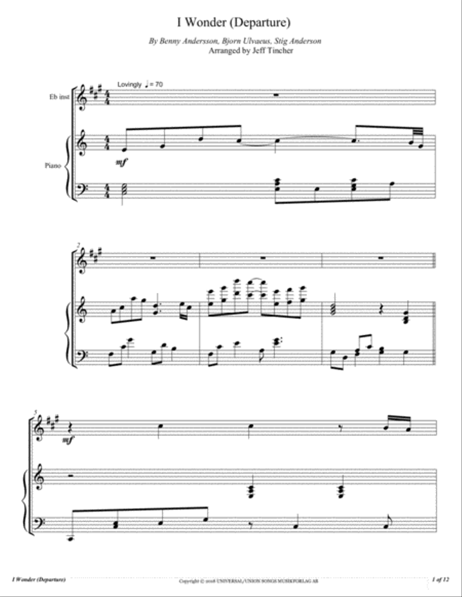 I Wonder (departure) Alto Saxophone scores gallery preview page 2