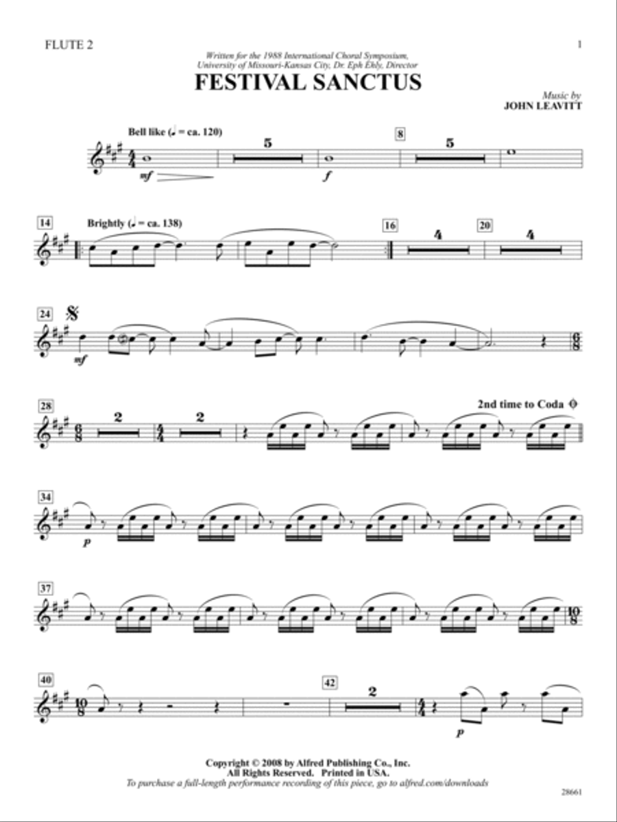 Festival Sanctus: 2nd Flute Flute scores gallery preview page 1