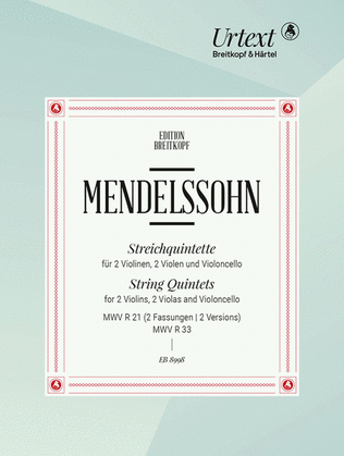 Book cover for String Quintets Op. 18 MWV R 21, [Op. 87] MWV R 33