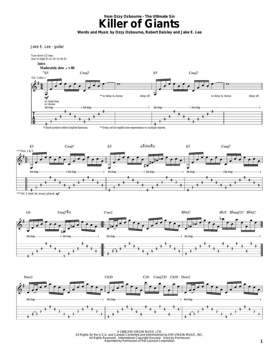 Killer Of Giants Killer Of Giants Acoustic Guitar scores gallery preview page 1