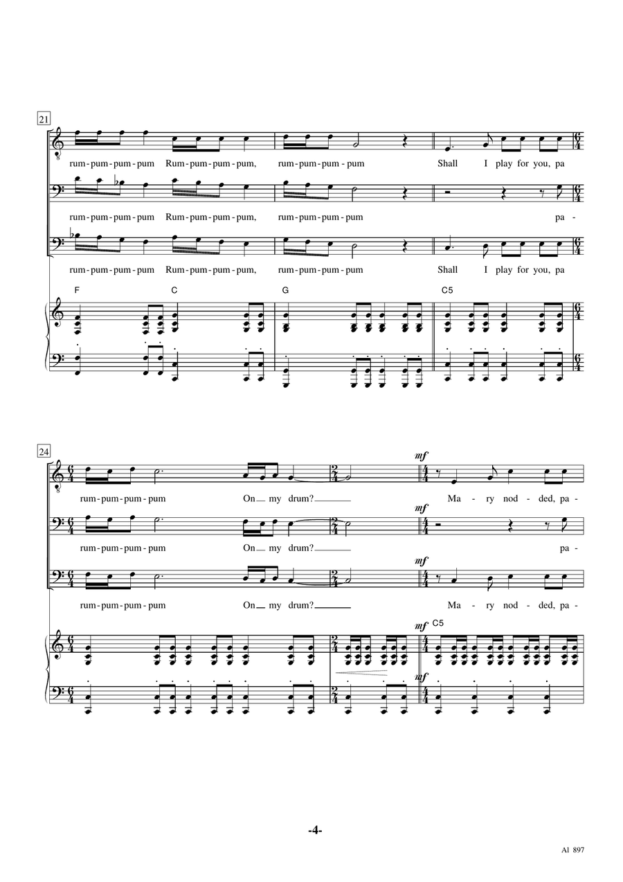The Little Drummer Boy 3-Part scores gallery preview page 4