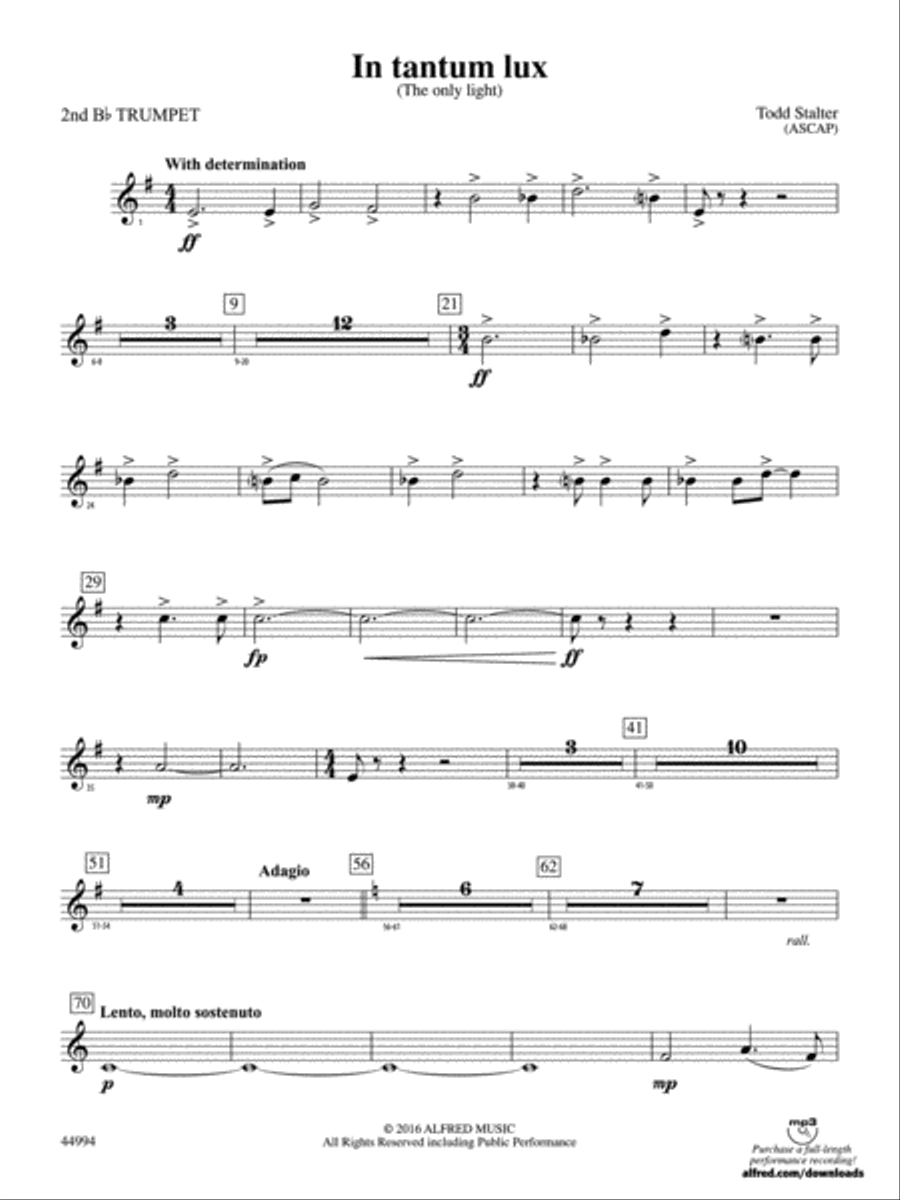 In tantum lux: 2nd B-flat Trumpet Concert Band scores gallery preview page 1
