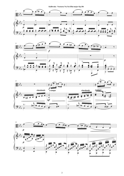 Kalliwoda - Nocturne No.5 in E flat major Op.186 for Viola and Piano - Score and Part image number null