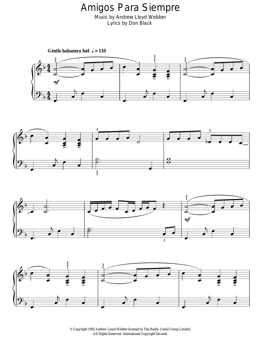 Amigos Para Siempre (Friends For Life) Voice scores gallery preview page 1