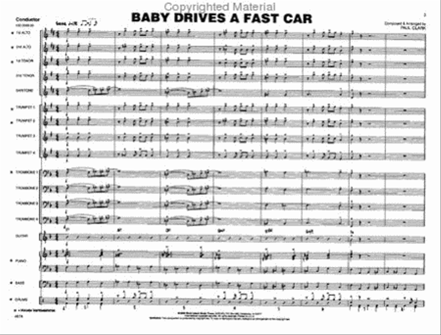 Baby Drives a Fast Car Jazz Ensemble scores gallery preview page 2