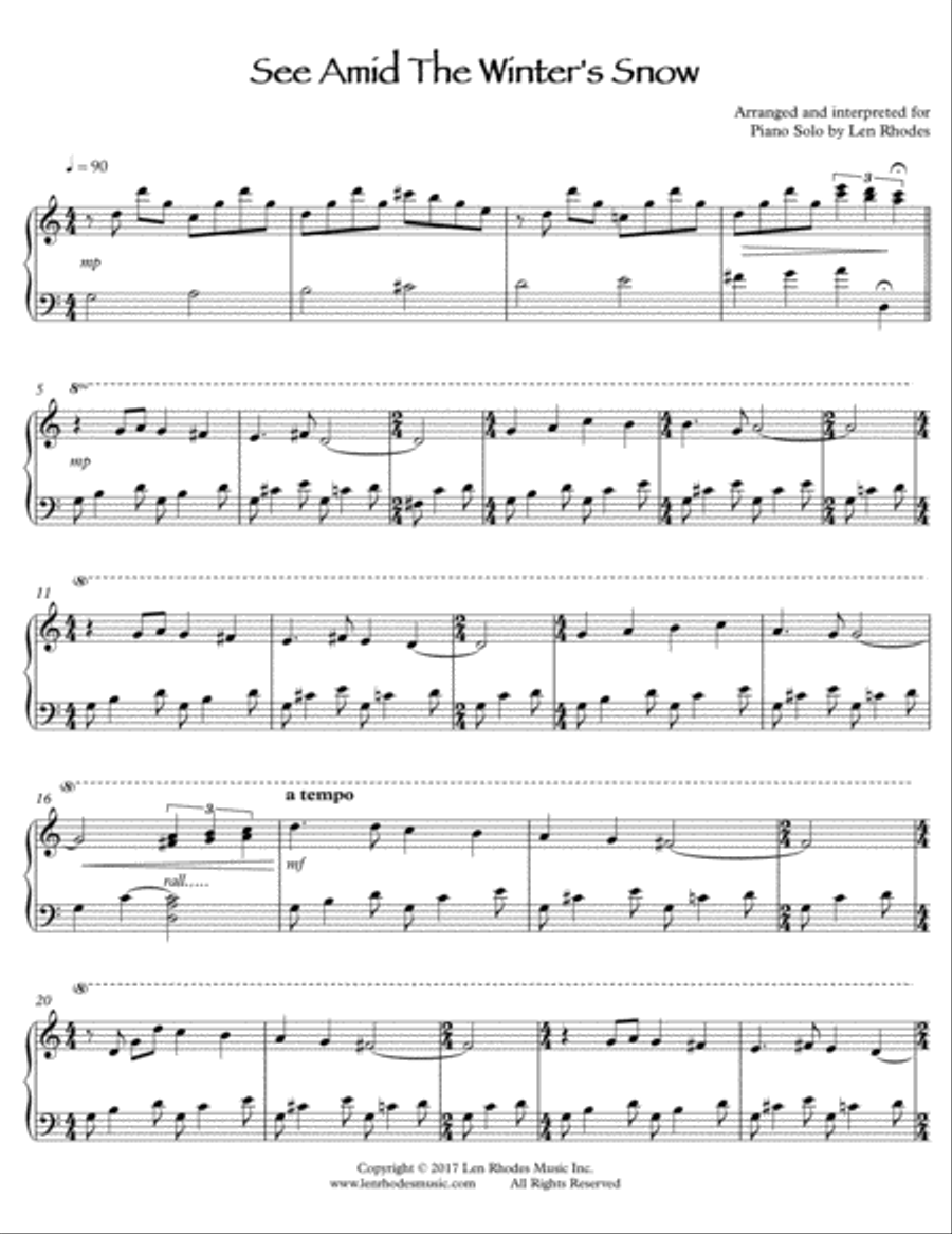 See Amid The Winter's Snow - a contemporary Piano Solo Piano Solo scores gallery preview page 1