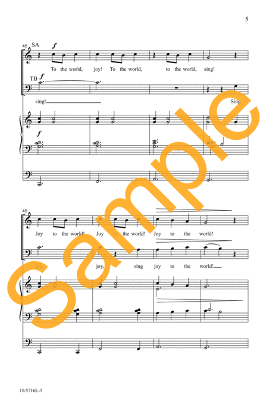 Sing Joy to the World 4-Part scores gallery preview page 6