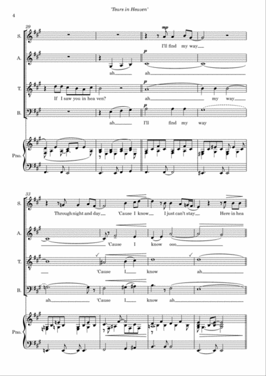 Tears In Heaven 4-Part scores gallery preview page 6