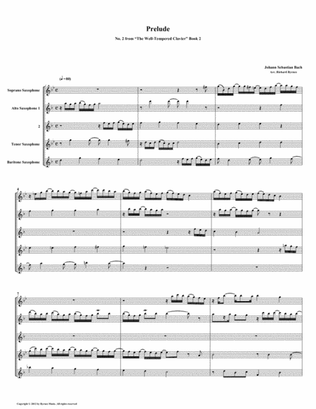 Prelude 02 from Well-Tempered Clavier, Book 2 (Saxophone Quintet)