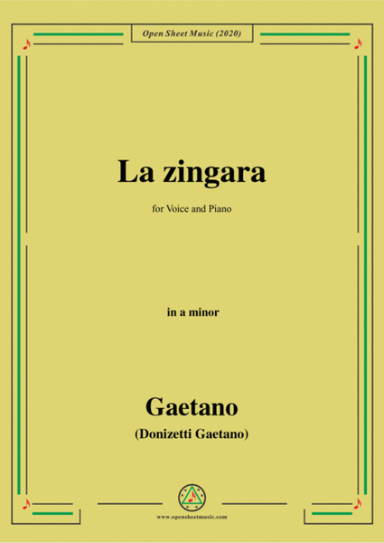 Donizetti-La Zingara,in a minor,for Voice and Piano image number null