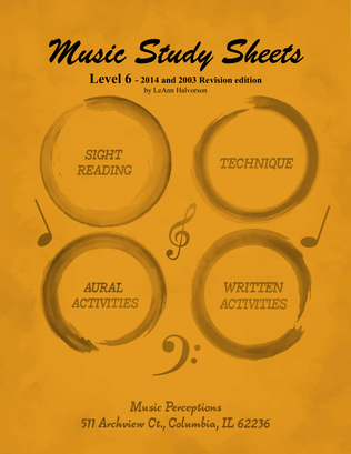 Book cover for Music Study Sheets Level 6 2014 and 2003 Revision Edition