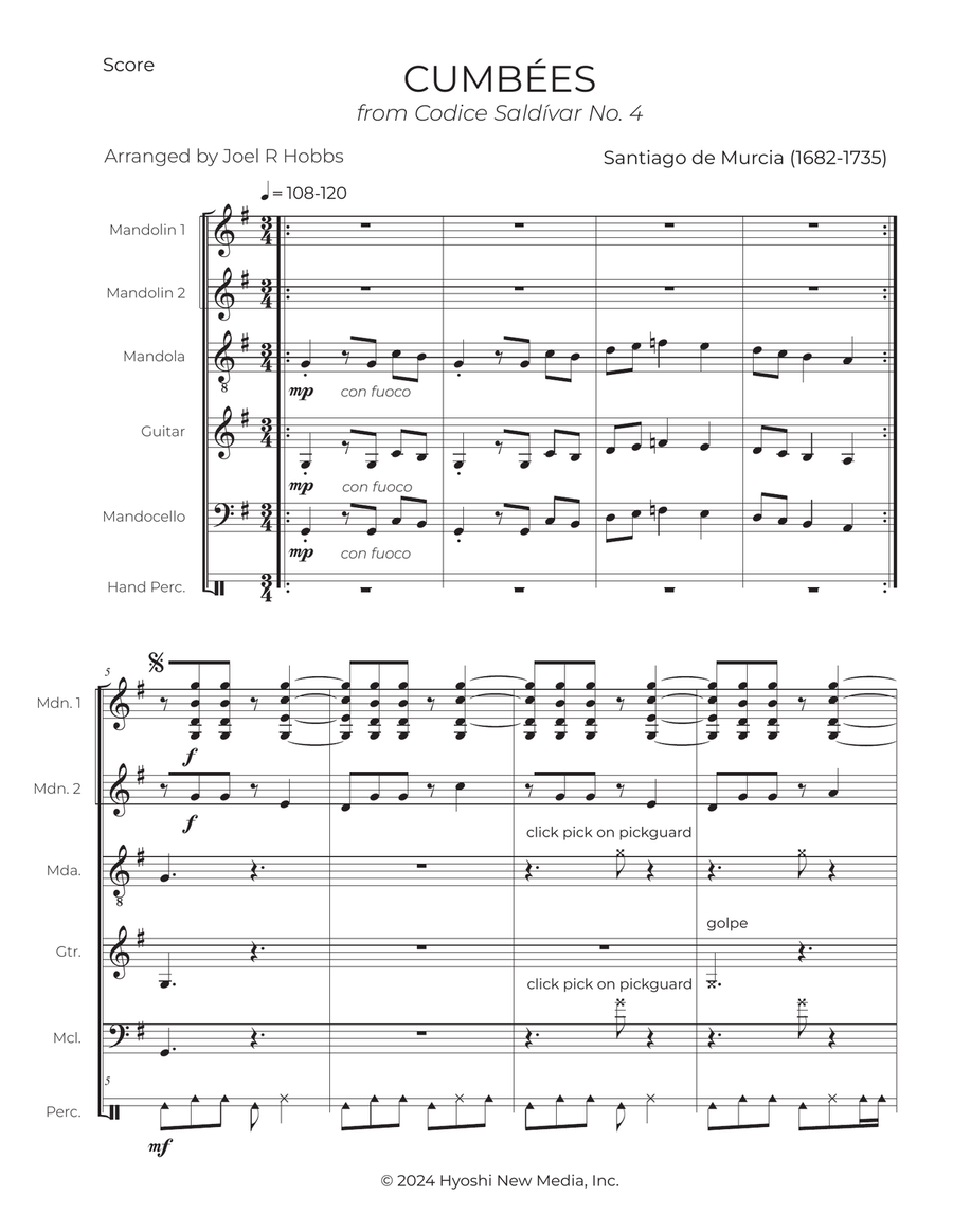 Cumbées from Códice Saldívar No. 4 - Score Only Small Ensemble scores gallery preview page 2