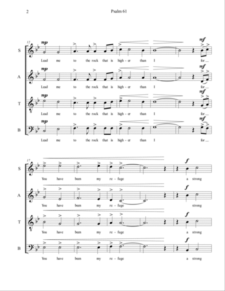 Psalm 61 4-Part scores gallery preview page 2