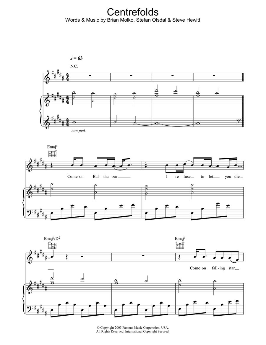 Centrefolds Piano, Vocal, Guitar scores gallery preview page 1