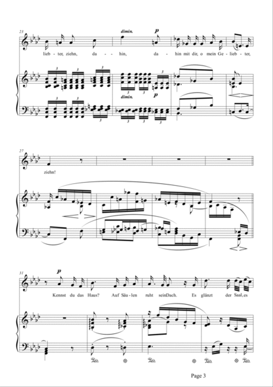 Schumann-Mignon(Kennst du das Land),Op.98a No.1 in f minor Voice scores gallery preview page 4