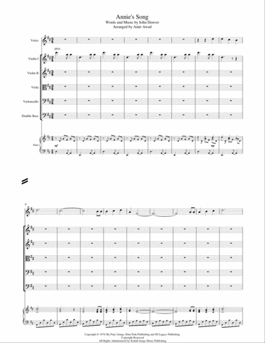 Annie's Song Full Orchestra scores gallery preview page 1