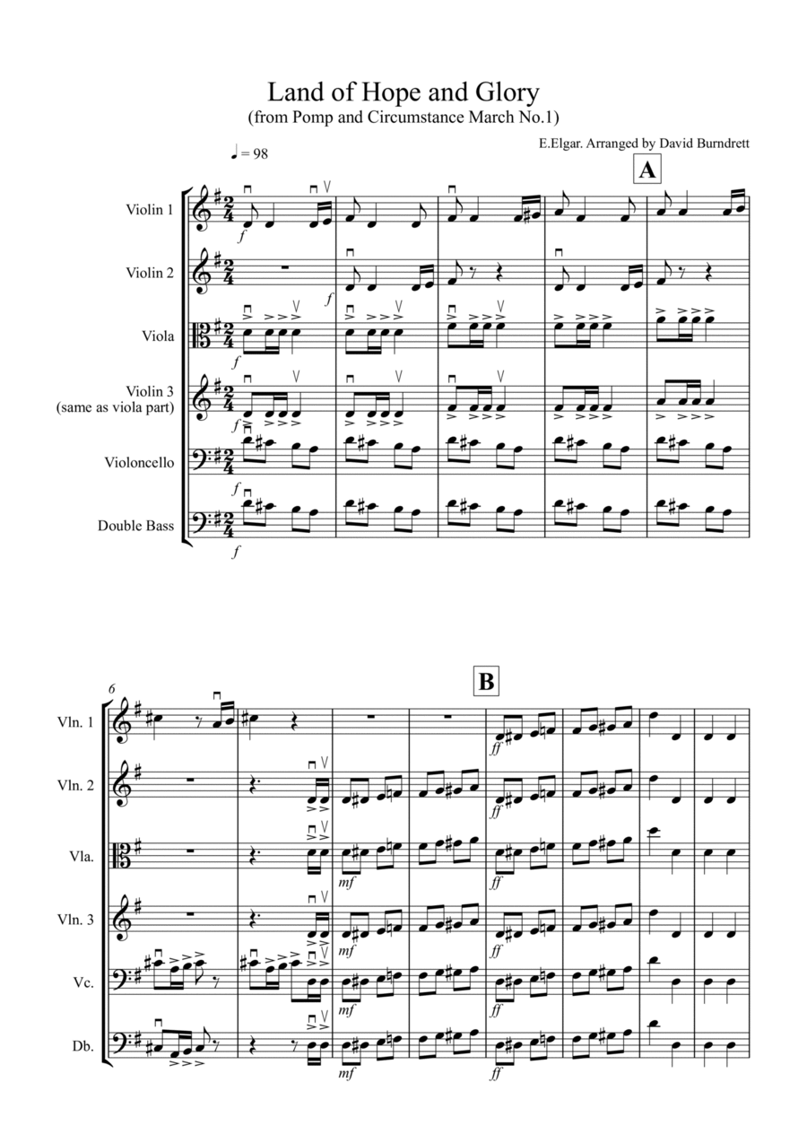 Land of Hope and Glory for String Orchestra String Orchestra scores gallery preview page 1