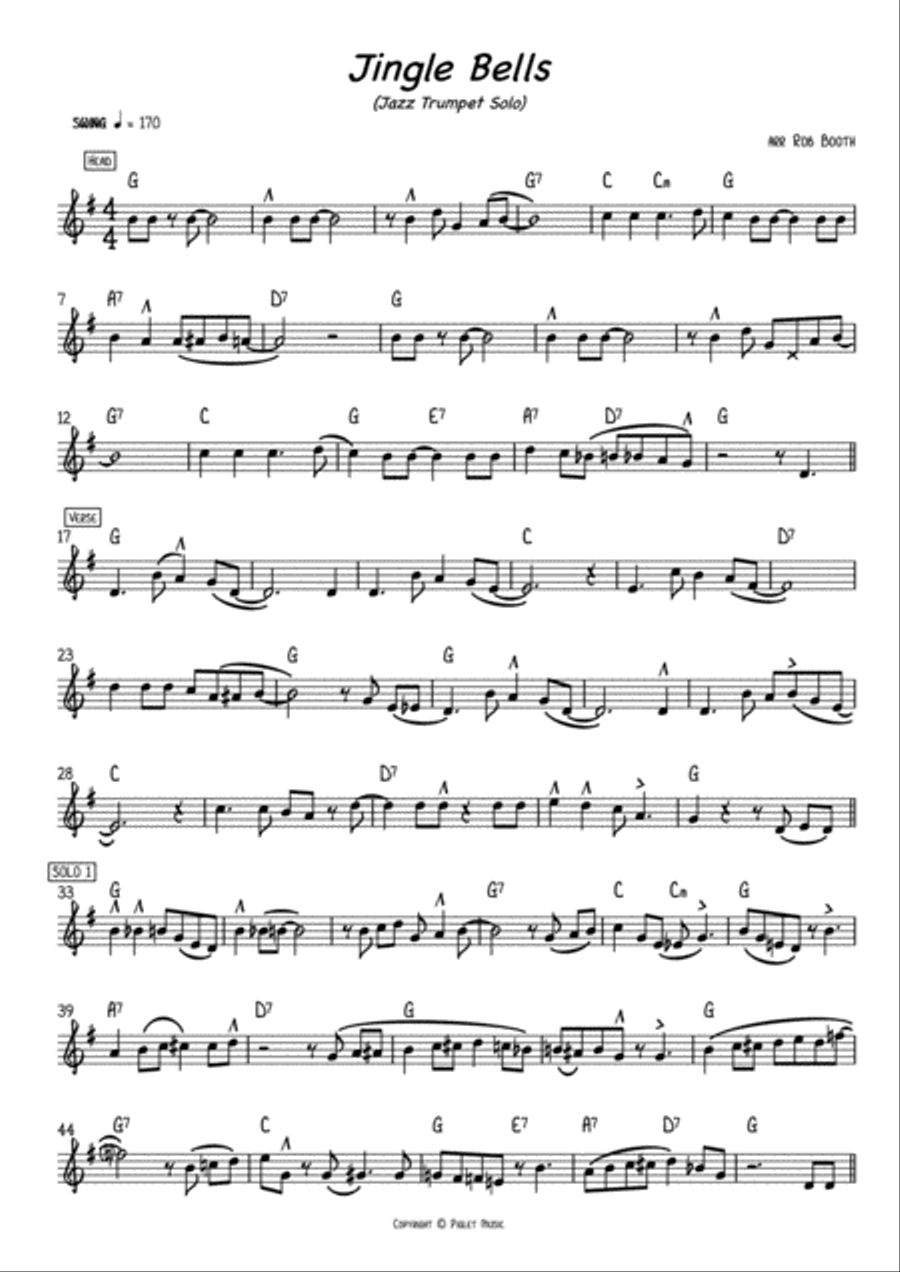 Jingle Bells (Jazz trumpet solo) Trumpet Solo scores gallery preview page 1