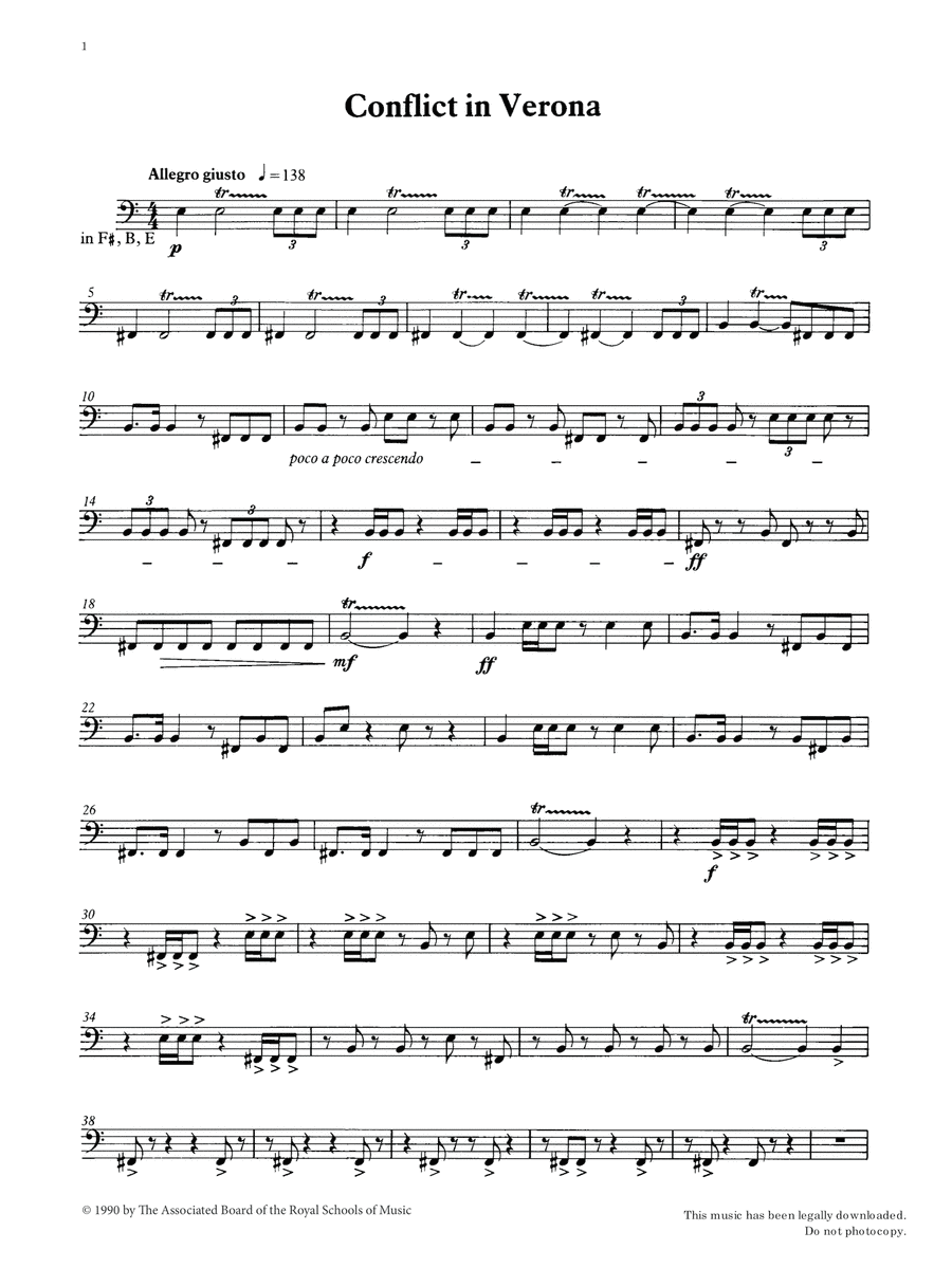 Conflict in Verona from Graded Music for Timpani, Book IV Percussion scores gallery preview page 1