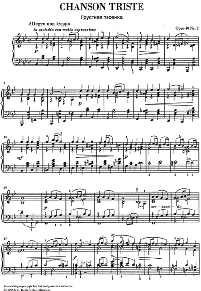 Chanson Triste Op. 40, No. 2