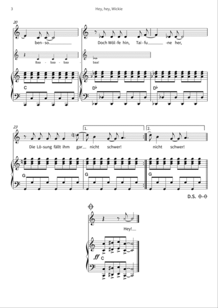 Hey, hey, Wickie Piano, Vocal, Guitar scores gallery preview page 5