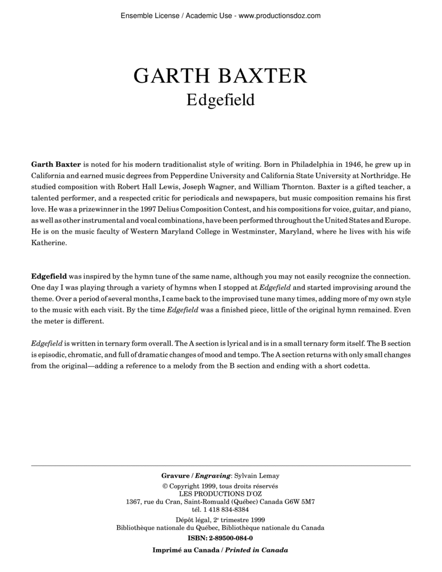 Edgefield Classical Guitar scores gallery preview page 1