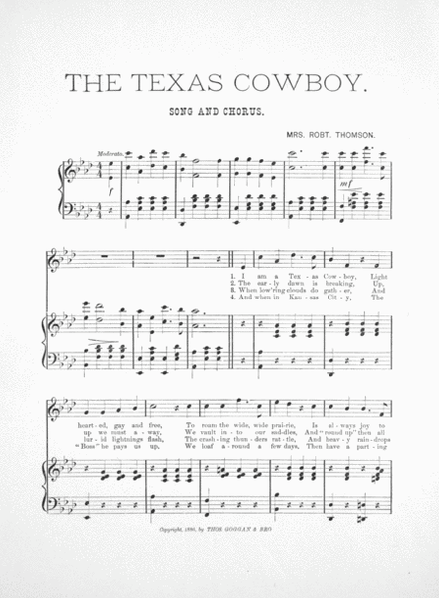 The Texas Cowboy. Song and Chorus