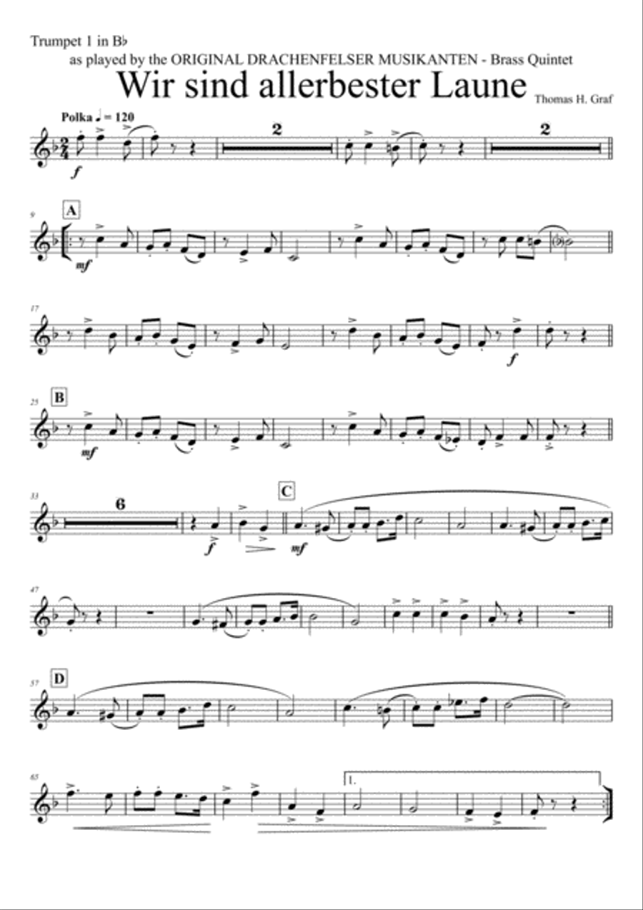 Allerbester Laune - German Polka - Brass Quintet Brass Quintet scores gallery preview page 5