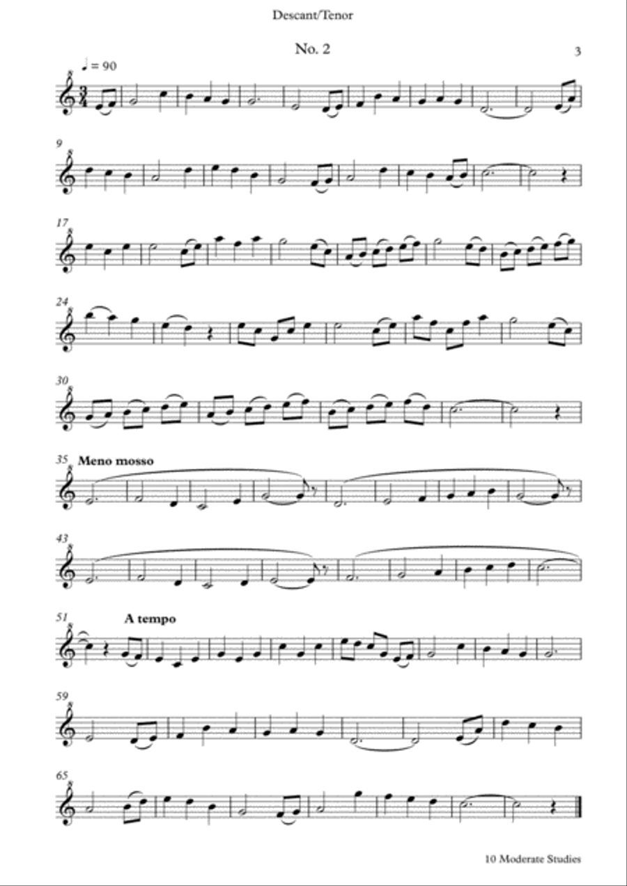 10 moderate Studies for Descant/Tenor Recorder Soprano Recorder scores gallery preview page 3