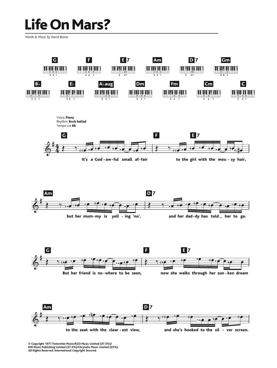 Life On Mars? Piano Solo scores gallery preview page 1
