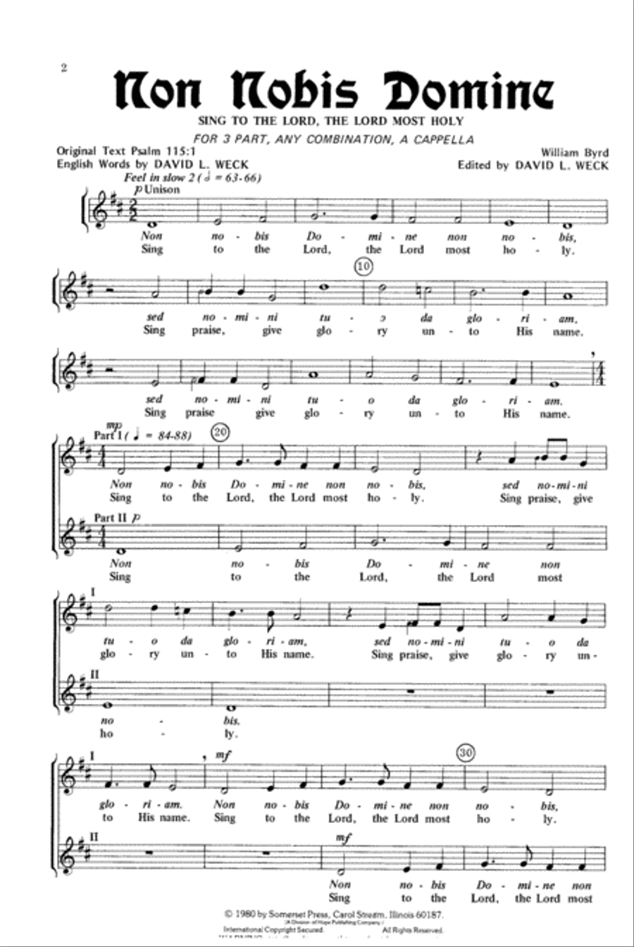 Non Nobis Domine 3-Part scores gallery preview page 2