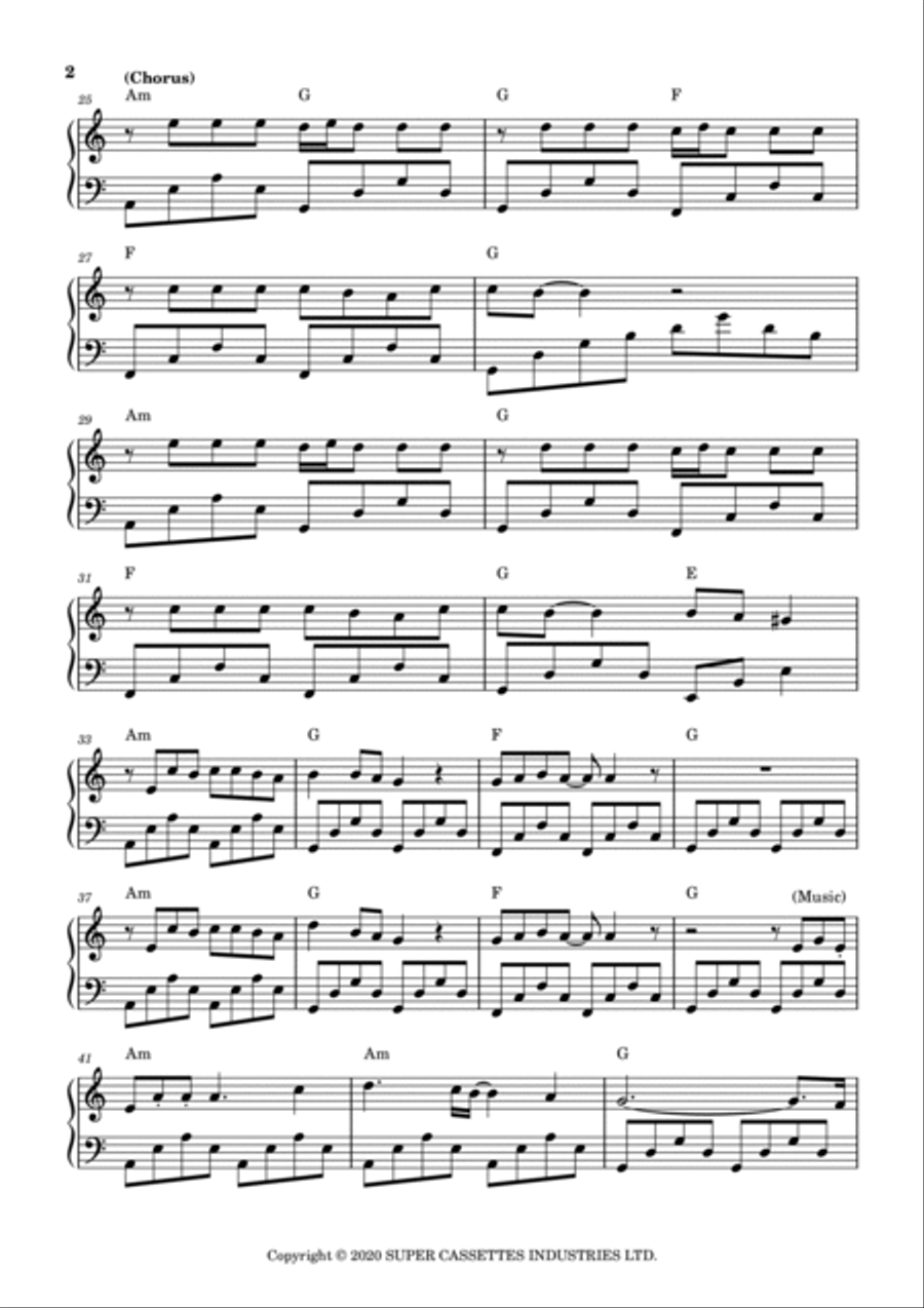 Chahun Main Ya Naa Easy Piano scores gallery preview page 2