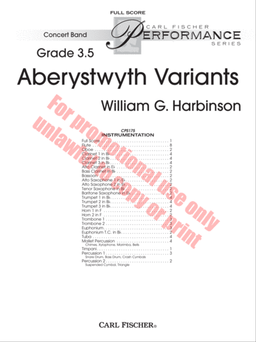 Aberystwyth Variants Concert Band scores gallery preview page 2